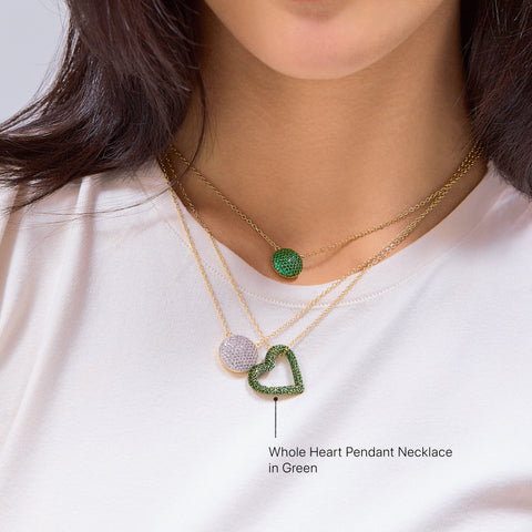 Whole Heart Pendant Necklace in Green