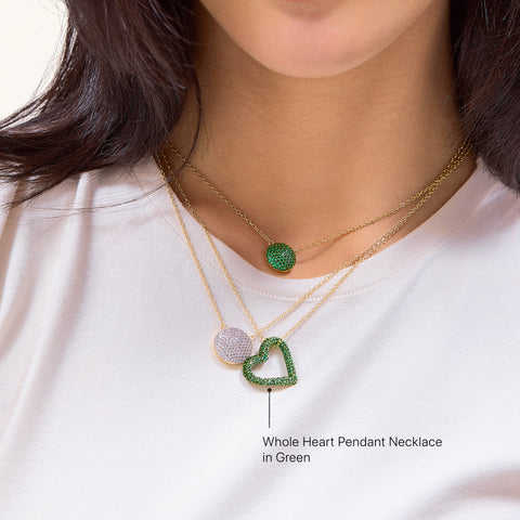 Whole Heart Pendant Necklace in Green