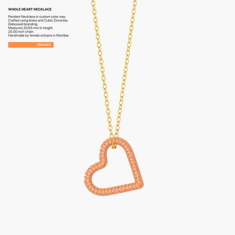 Whole Heart Pendant Necklace in Orange