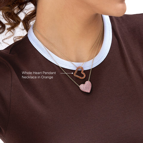 Whole Heart Pendant Necklace in Orange