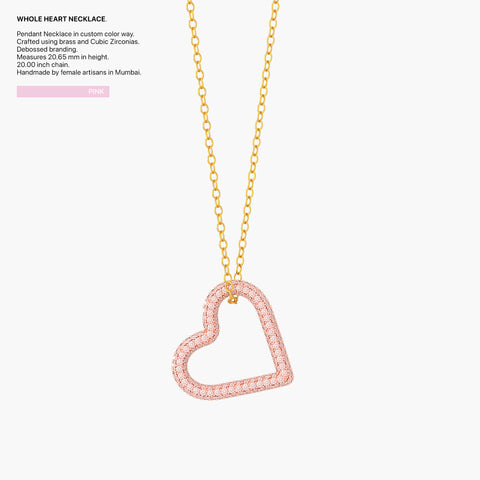 Whole Heart Pendant Necklace in Pink