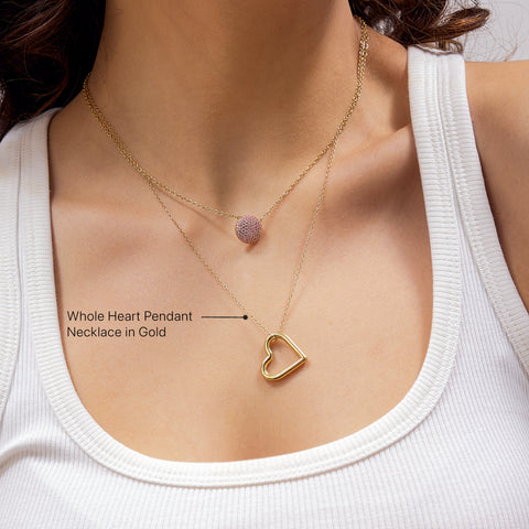 Whole Heart Pendant Necklace in Gold