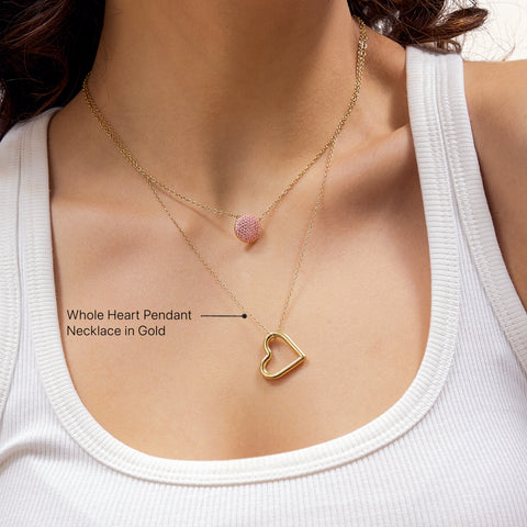 Whole Heart Pendant Necklace in Gold