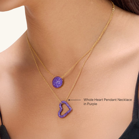 Whole Heart Pendant Necklace in Purple
