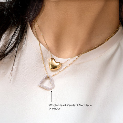Whole Heart Pendant Necklace in White
