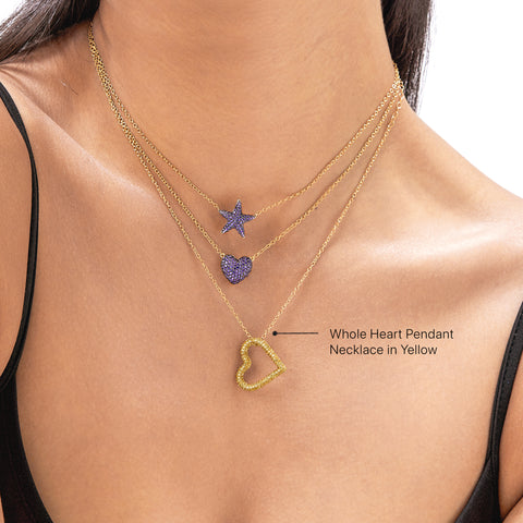 Whole Heart Pendant Necklace in Yellow