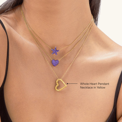 Whole Heart Pendant Necklace in Yellow