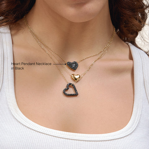 Heart Pendant Necklace in Black
