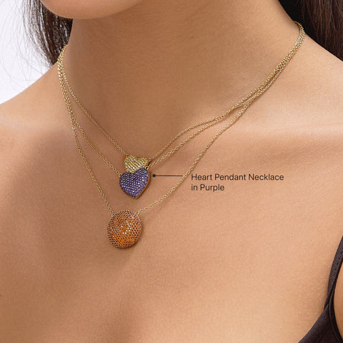 Heart Pendant Necklace in Purple