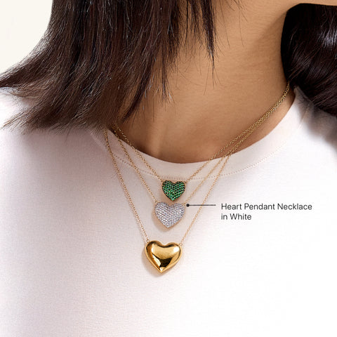 Heart Pendant Necklace in White
