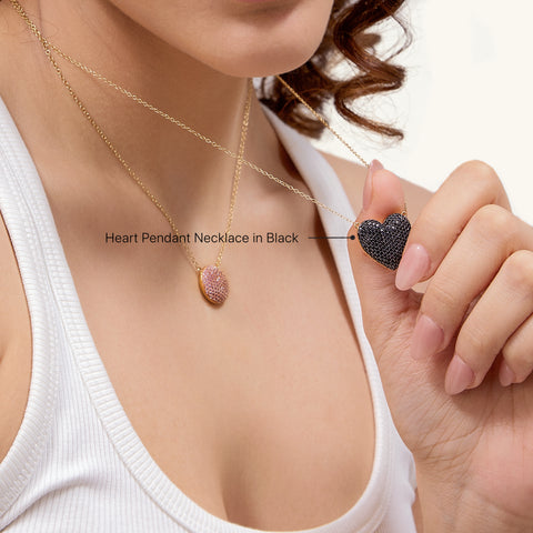 Heart Pendant Necklace in Black