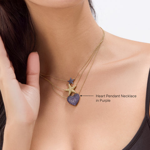 Heart Pendant Necklace in Purple