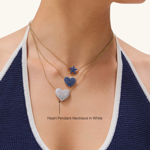Heart Pendant Necklace in White