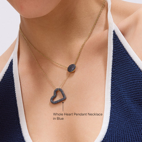 Whole Heart Pendant Necklace in Blue