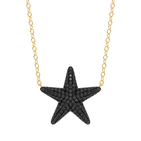 Star Pendant Necklace in Black