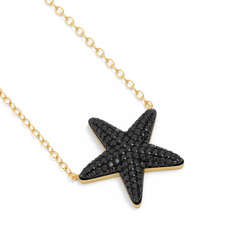 Star Pendant Necklace in Black