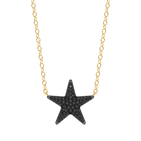 Star Pendant Necklace in Black