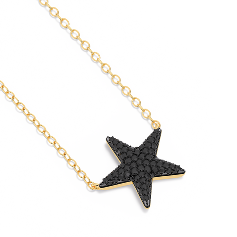 Star Pendant Necklace in Black