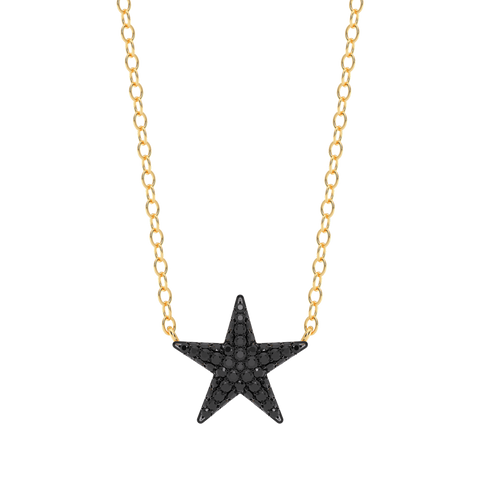 Star Pendant Necklace in Black