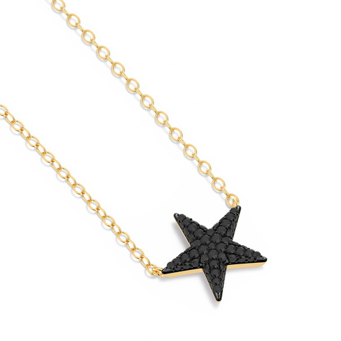 Star Pendant Necklace in Black