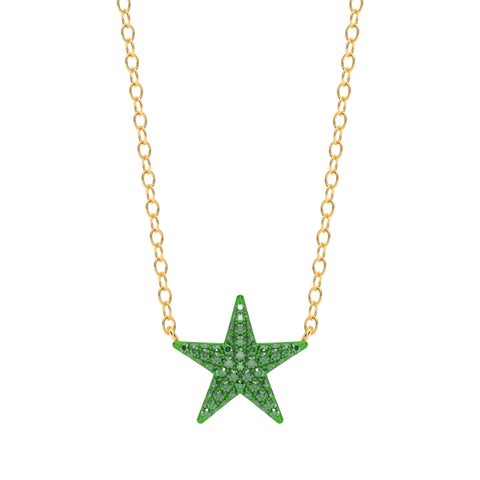 Star Pendant Necklace in Green