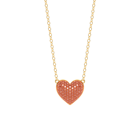 Heart Pendant Necklace in Orange