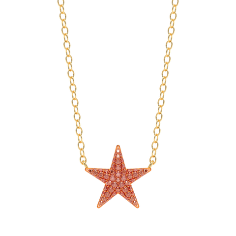 Star Pendant Necklace in Orange