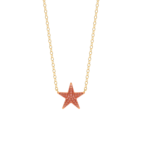 Star Pendant Necklace in Orange