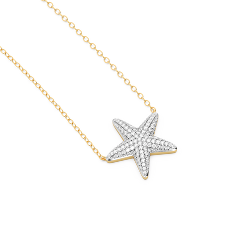 Star Pendant Necklace in White