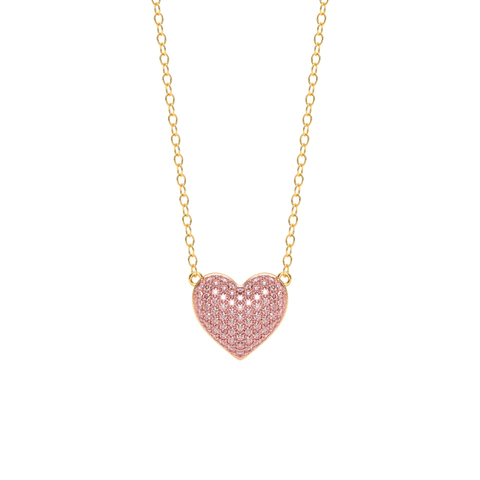 Heart Pendant Necklace in Pink