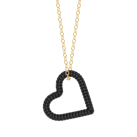 Whole Heart Pendant Necklace in Black