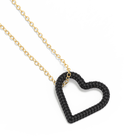Whole Heart Pendant Necklace in Black