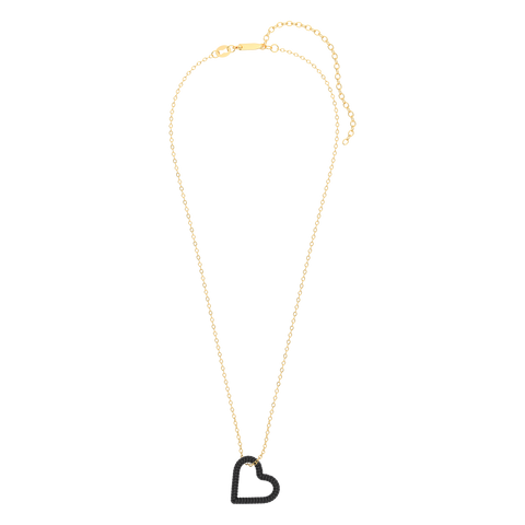 Whole Heart Pendant Necklace in Black