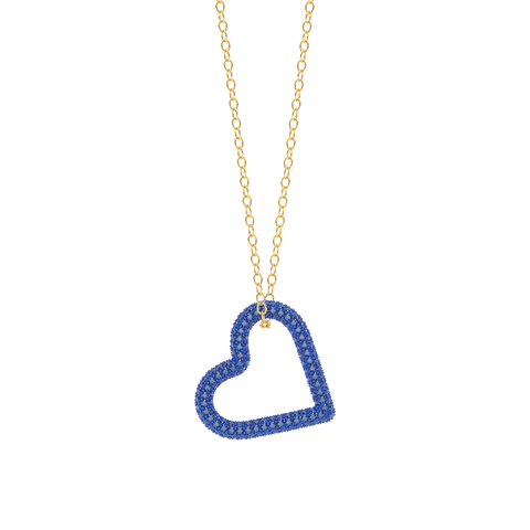 Whole Heart Pendant Necklace in Blue