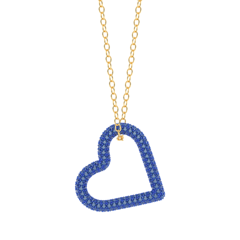 Whole Heart Pendant Necklace in Blue