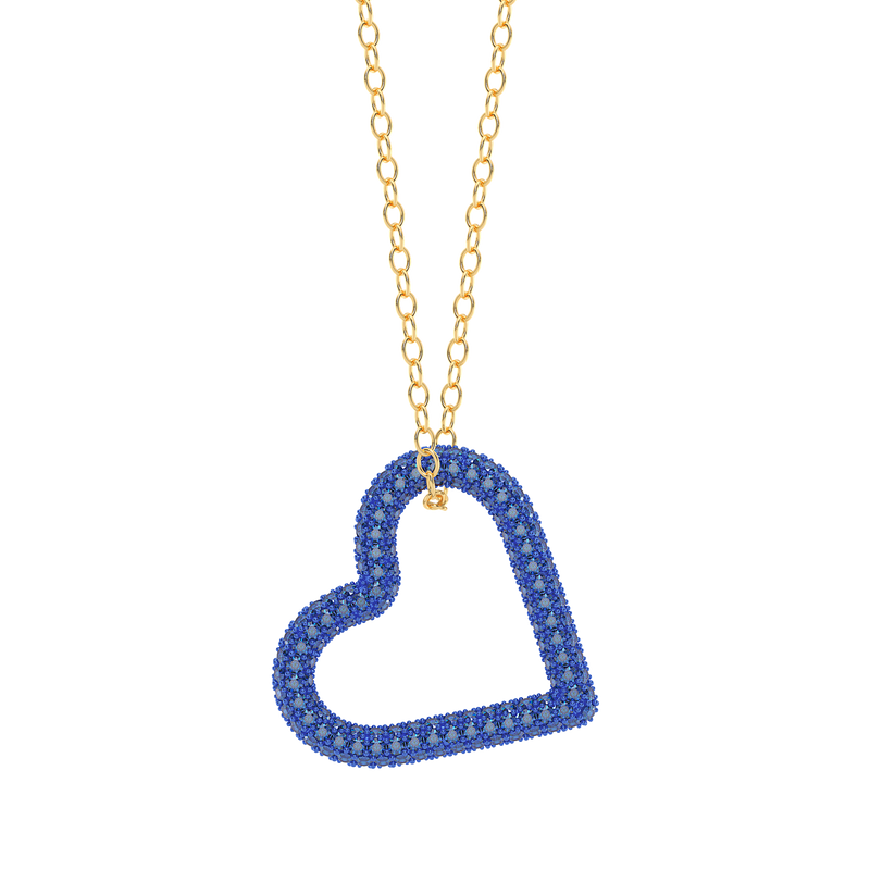 Whole Heart Pendant Necklace in Blue