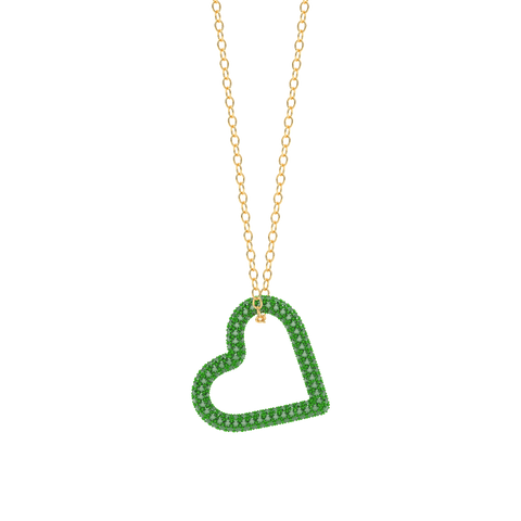 Whole Heart Pendant Necklace in Green