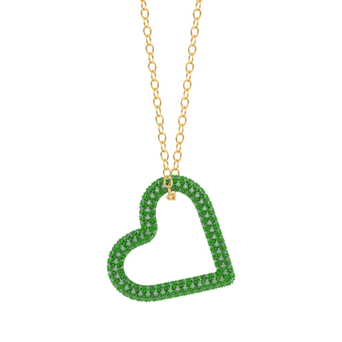Whole Heart Pendant Necklace in Green