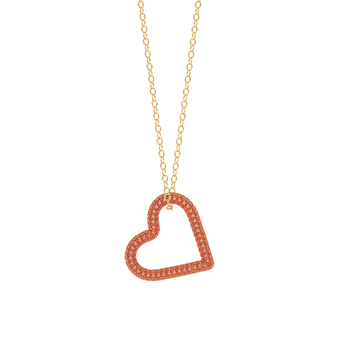 Whole Heart Pendant Necklace in Orange