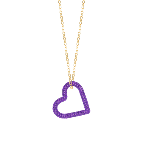 Whole Heart Pendant Necklace in Purple