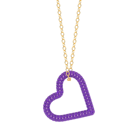Whole Heart Pendant Necklace in Purple