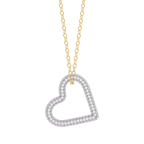 Whole Heart Pendant Necklace in White